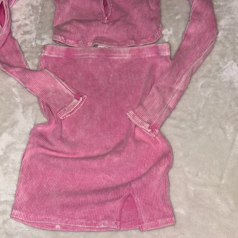 Pink Ribbed matching set - Picture 3 of 4